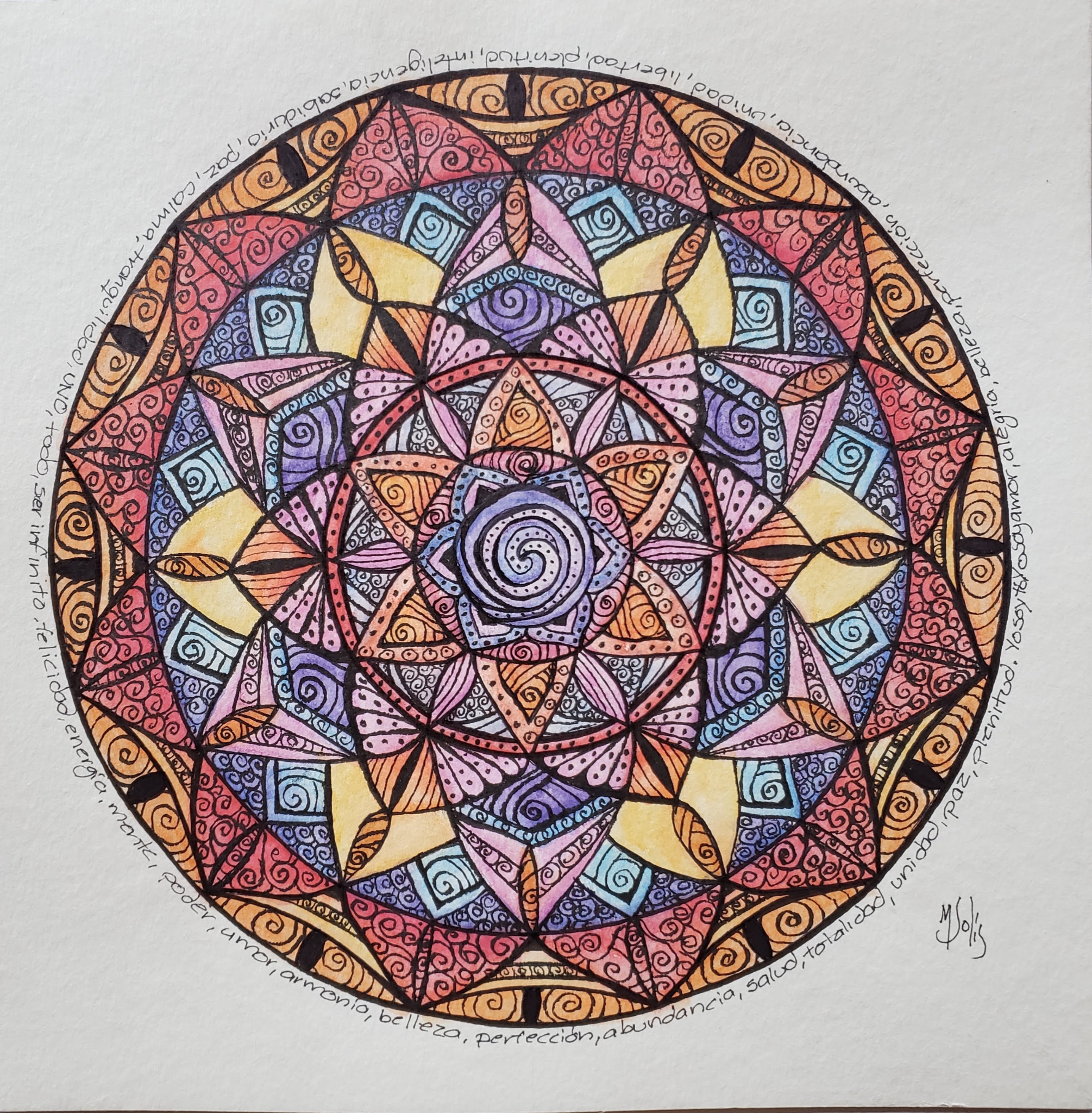 Obra original geométrica en espiral